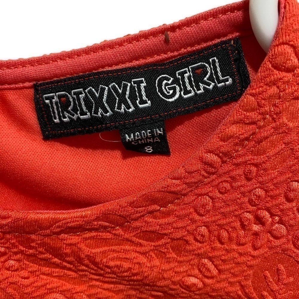 Trixxi Girl Coral Fit & Flare Dress | Girls Size 8 | Party Holiday - Picture 3 of 7